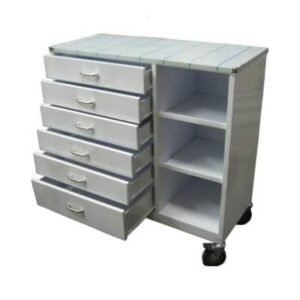 furn-098-1 Anaesthetic Trolley 6 Drawers 3 Shelves – S/Steel top